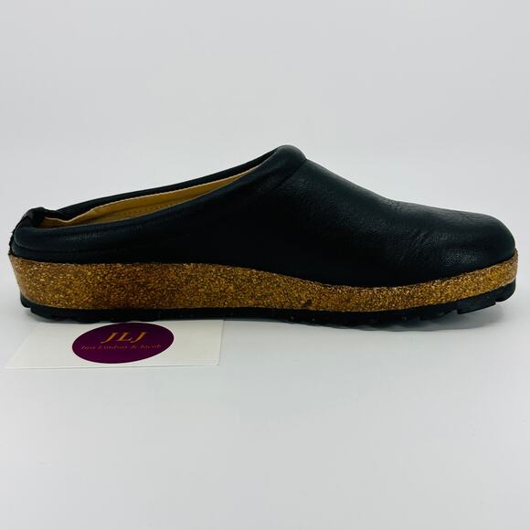 Haflinger Women's Phillip Black Leather Slip On Comfort Clogs Size 38 EU/ 7 US - Picture 8 of 14